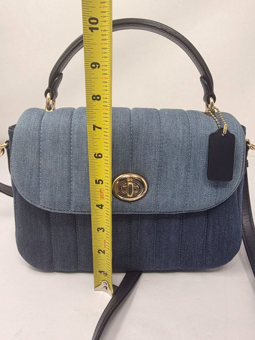 Coach Denim Quilted Shoulder Bag With Gold Hardware & Matching Wallet - Picture 8 of 11